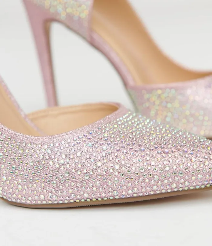 Pink Rhinestone Stiletto Pumps Shoes Unique Vintage Heels