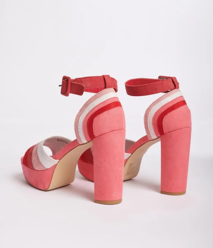 Pink Suede Peep Toe Platform Heels Shoes Unique Vintage Heels