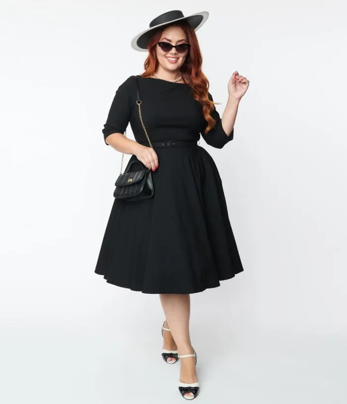 Plus Size 1950s Black Devon Swing Dress DressesPlus Unique Vintage Pocket Dresses Plus Size 1950s Black Devon Swing Dress DressesPlus Unique Vintage Pocket Dresses