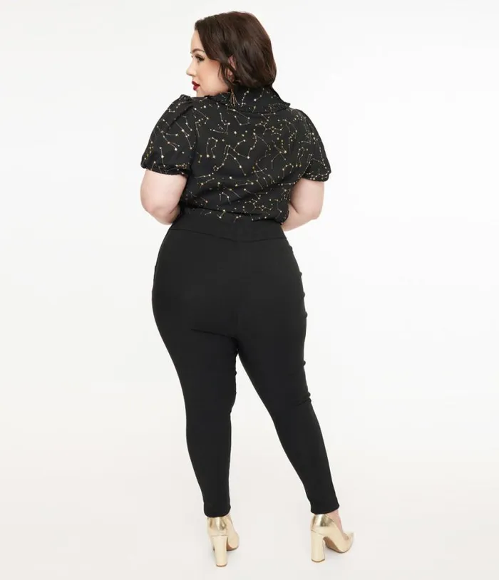 Plus Size 1950s Black High Waisted Cigarette Pants ClothingPlus Unique Vintage Pants