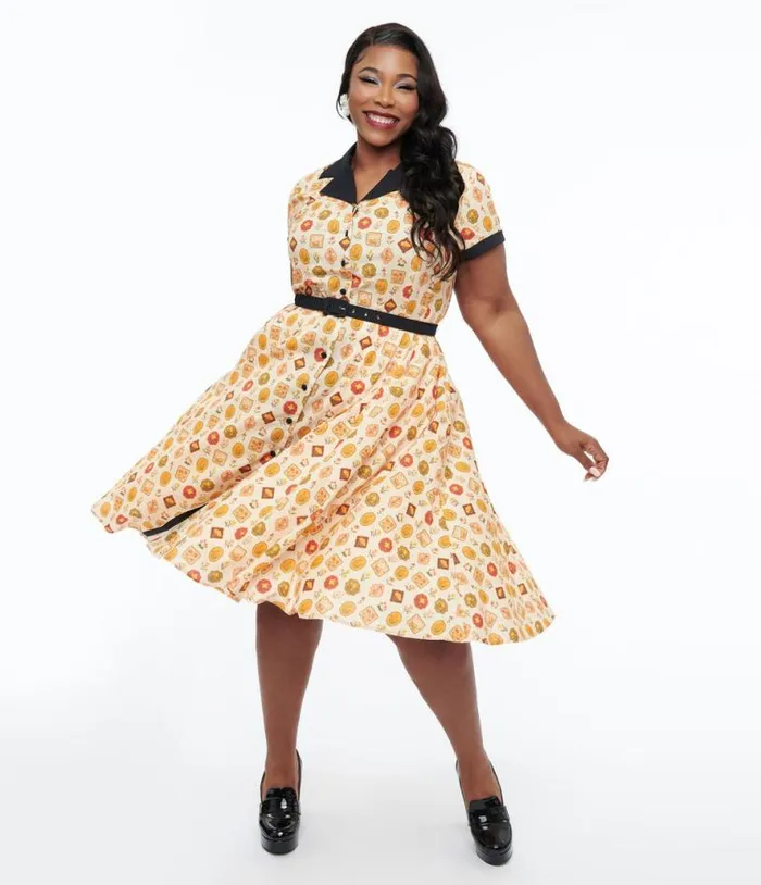 Plus Size 1950s Cream Market Print Alexis Swing Dress DressesPlus Unique Vintage Pocket Dresses Plus Size 1950s Cream Market Print Alexis Swing Dress DressesPlus Unique Vintage Pocket Dresses