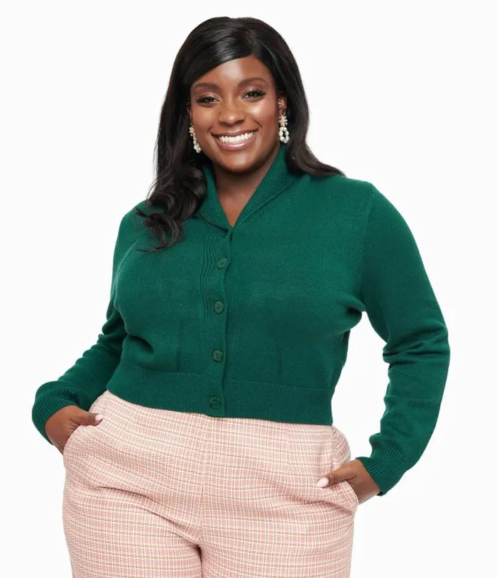 Plus Size 1950s Forest Green Cropped Cardigan Clothing Unique Vintage Sweaters and Cardigans Plus Size 1950s Forest Green Cropped Cardigan Clothing Unique Vintage Sweaters and Cardigans