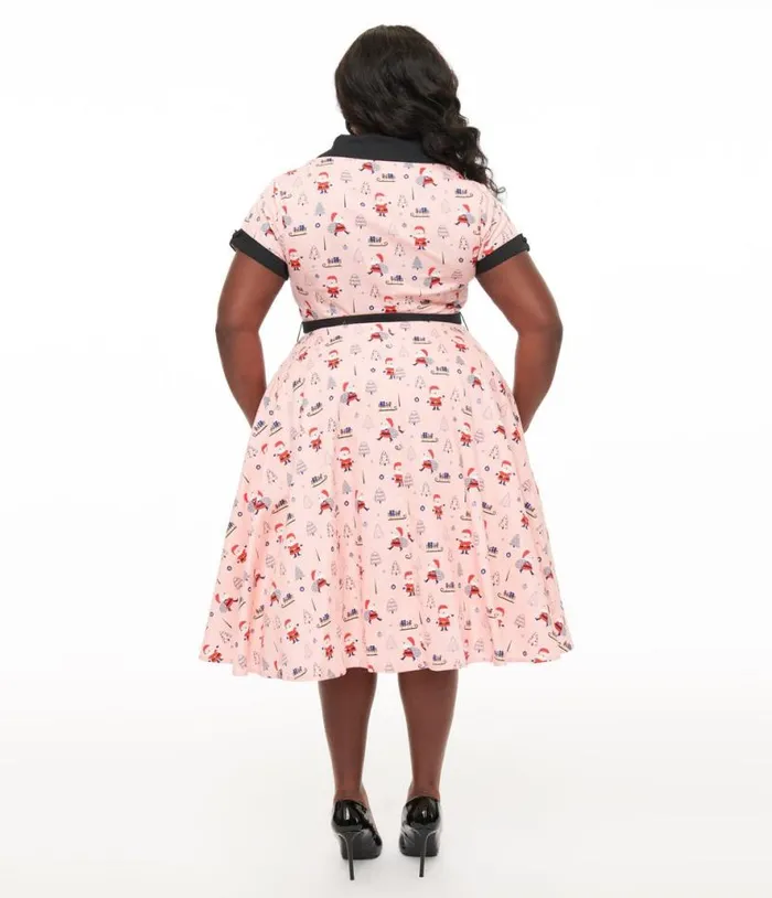 Plus Size 1950s Santa Print Alexis Swing Dress DressesPlus Unique Vintage Pocket Dresses