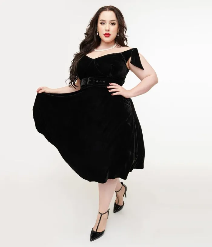 Plus Size 1960s Black Velvet Prairie Swing Dress DressesPlus Unique Vintage Pocket Dresses Plus Size 1960s Black Velvet Prairie Swing Dress DressesPlus Unique Vintage Pocket Dresses