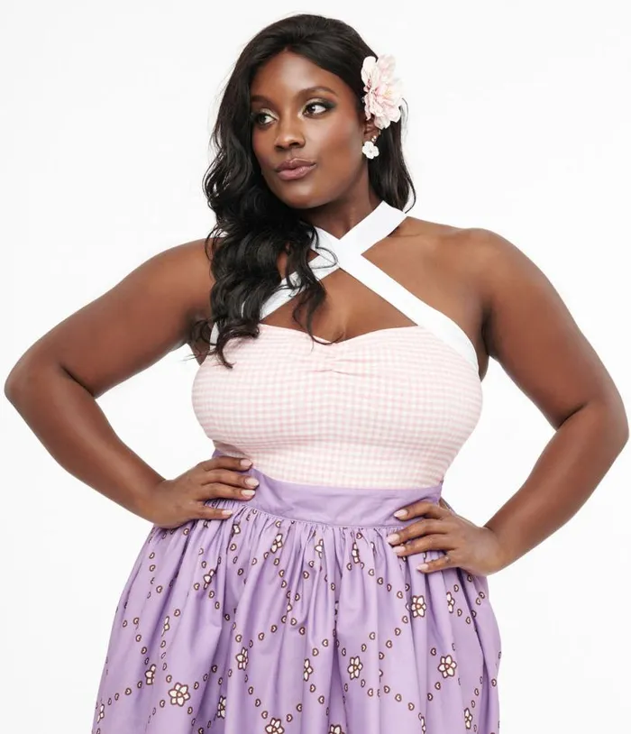 Plus Size 1960s Pink and White Gingham Porter Top ClothingPlus Unique Vintage Blouses Plus Size 1960s Pink and White Gingham Porter Top ClothingPlus Unique Vintage Blouses