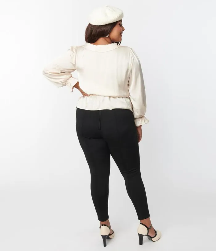 Plus Size Black Pintuck High Waist Pants ClothingPlus Unique Vintage Pants