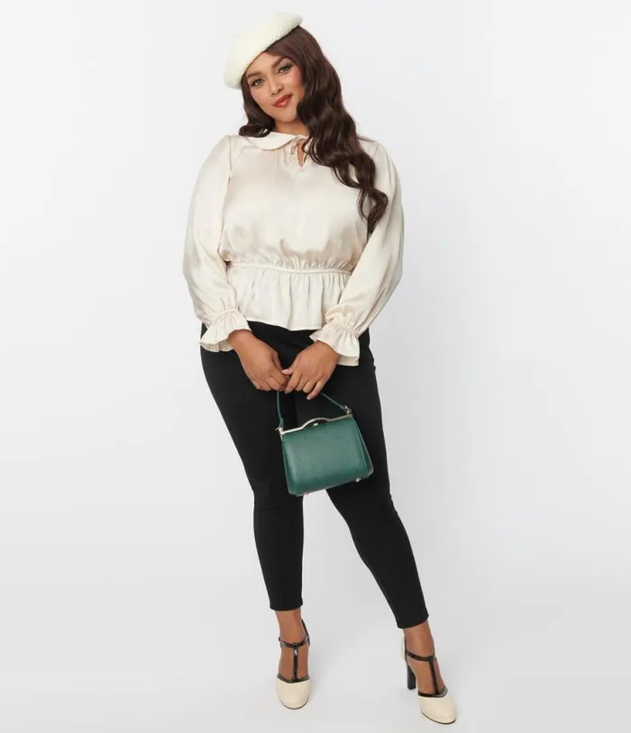 Plus Size Black Pintuck High Waist Pants ClothingPlus Unique Vintage Pants