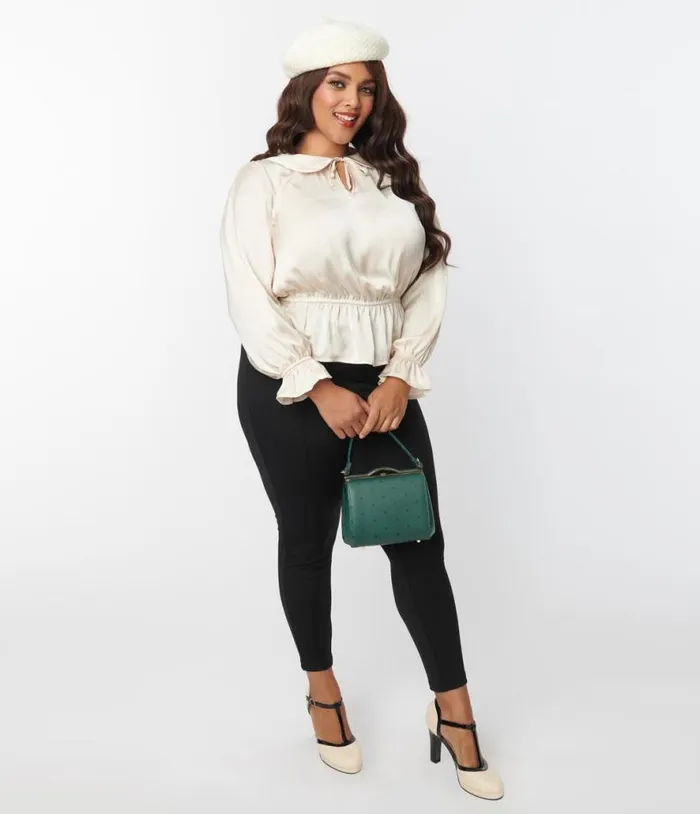 Plus Size Black Pintuck High Waist Pants ClothingPlus Unique Vintage Pants