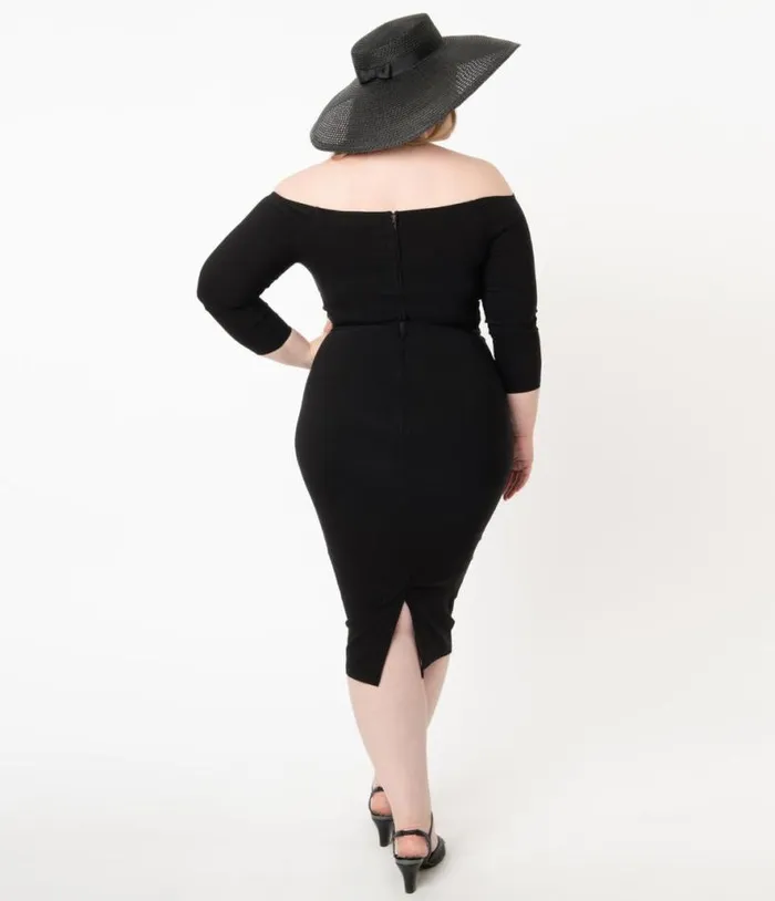 Plus Size Black Shailene Pencil Dress DressesPlus Unique Vintage Pencil