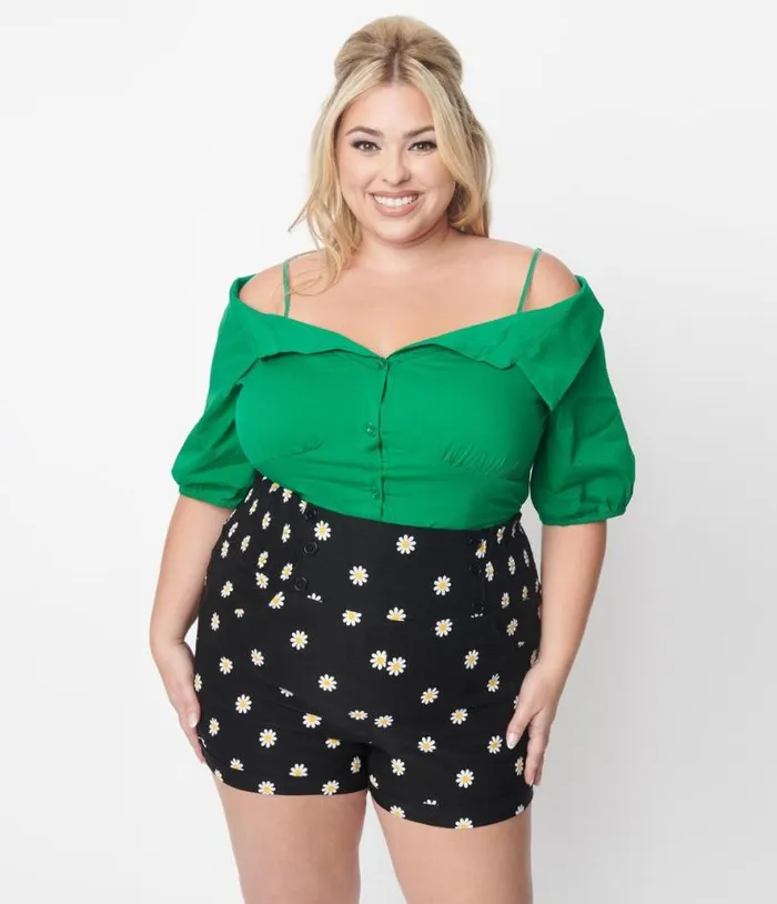 Plus Size Kelly Green Off The Shoulder Collared Top ClothingPlus Unique Vintage Blouses Plus Size Kelly Green Off The Shoulder Collared Top ClothingPlus Unique Vintage Blouses