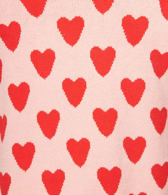 Plus Size Pink and Red Hearts Open Cardigan Clothing Unique Vintage Sweaters and Cardigans