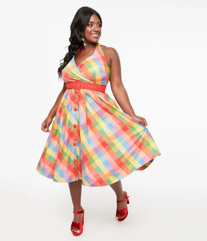 Plus Size Rainbow Madras Plaid Tarrytown Hostess Dress DressesPlus Unique Vintage Pocket Dresses Plus Size Rainbow Madras Plaid Tarrytown Hostess Dress DressesPlus Unique Vintage Pocket Dresses