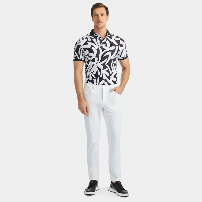 Polos and Shirts Men GFORE CONTRAST PALM TECH PIQU MODERN SPREAD COLLAR POLO Onyx