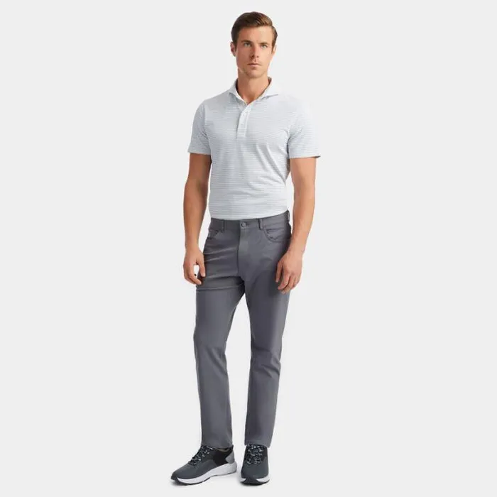 Polos and Shirts Men GFORE FEEDER STRIPE TECH PIQU MODERN SPREAD COLLAR POLO Nimbus