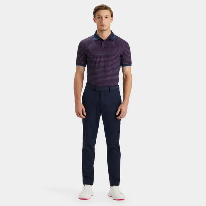 Polos and Shirts Men GFORE GFORE SCRIPT STRIPE BANDED SLEEVE TECH PIQU POLO Twilight