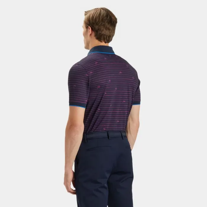 Polos and Shirts Men GFORE GFORE SCRIPT STRIPE BANDED SLEEVE TECH PIQU POLO Twilight