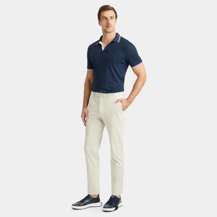 Polos and Shirts Men GFORE JOHNNY COLLAR TECH PIQU BANDED SLEEVE POLO Twilight
