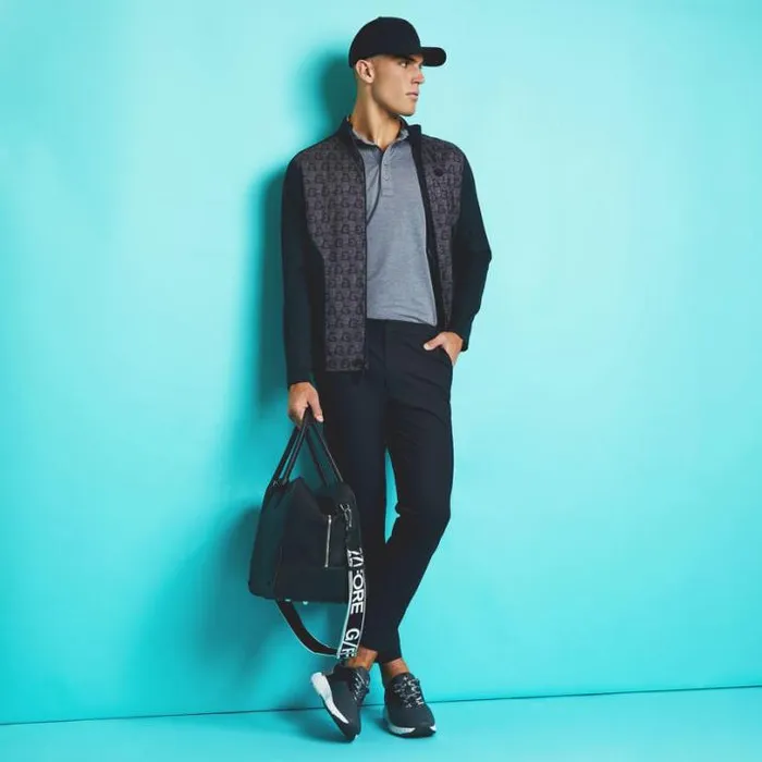 Polos and Shirts Men GFORE MLANGE RIB GUSSET TECH PIQU MODERN SPREAD COLLAR POLO Heather Grey