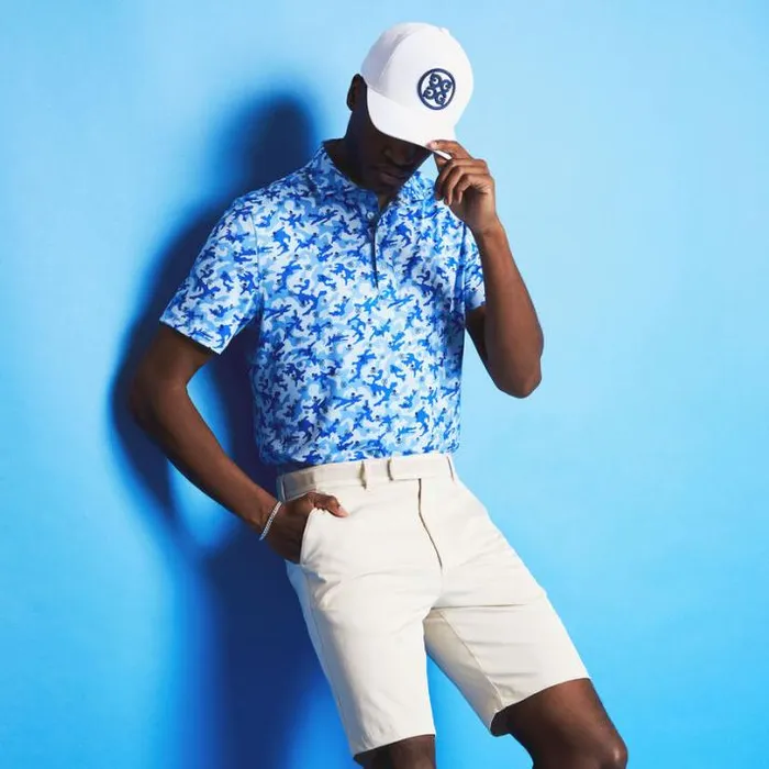 Polos and Shirts Men GFORE MAPPED ICON CAMO TECH JERSEY MODERN SPREAD COLLAR POLO Baja