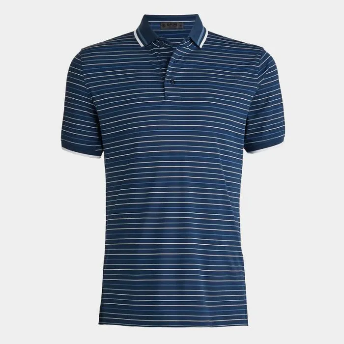 Polos and Shirts Men GFORE MULTI STRIPE BANDED SLEEVE TECH PIQU POLO Ink