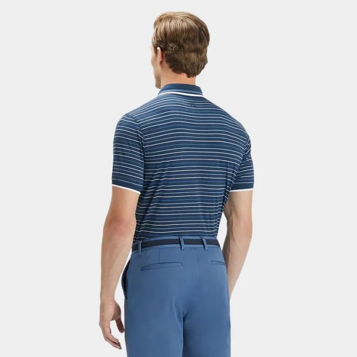 Polos and Shirts Men GFORE MULTI STRIPE BANDED SLEEVE TECH PIQU POLO Ink