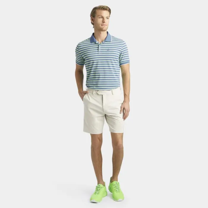 Polos and Shirts Men GFORE PERFORATED STRIPE BANDED SLEEVE TECH JERSEY POLO Slate