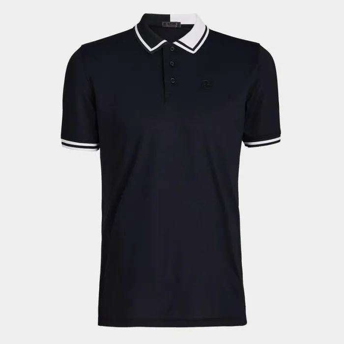 Polos and Shirts Men GFORE TWO TONE BANDED SLEEVE TECH PIQU POLO Onyx