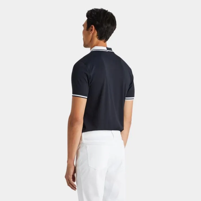 Polos and Shirts Men GFORE TWO TONE BANDED SLEEVE TECH PIQU POLO Onyx