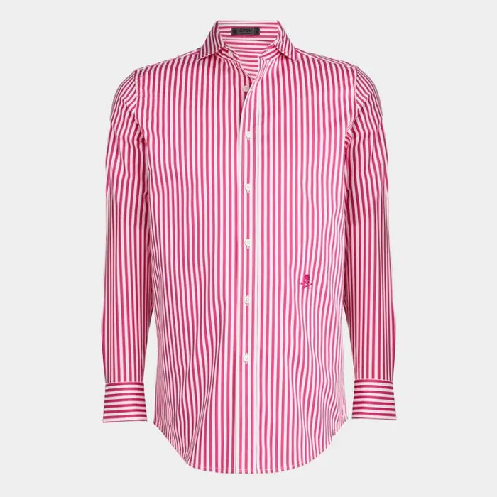Polos and Shirts Men GFORE VERTICAL STRIPE STRETCH ICE WOVEN MODERN SPREAD COLLAR SHIRT Day Glow Pink Polos and Shirts Men GFORE VERTICAL STRIPE STRETCH ICE WOVEN MODERN SPREAD COLLAR SHIRT Day Glow Pink