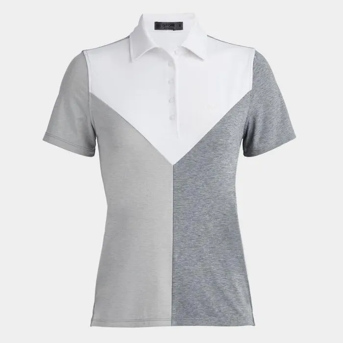 Polos Women GFORE COLOUR BLOCK V MLANGE TECH JERSEY POLO Snow