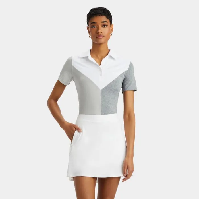 Polos Women GFORE COLOUR BLOCK V MLANGE TECH JERSEY POLO Snow