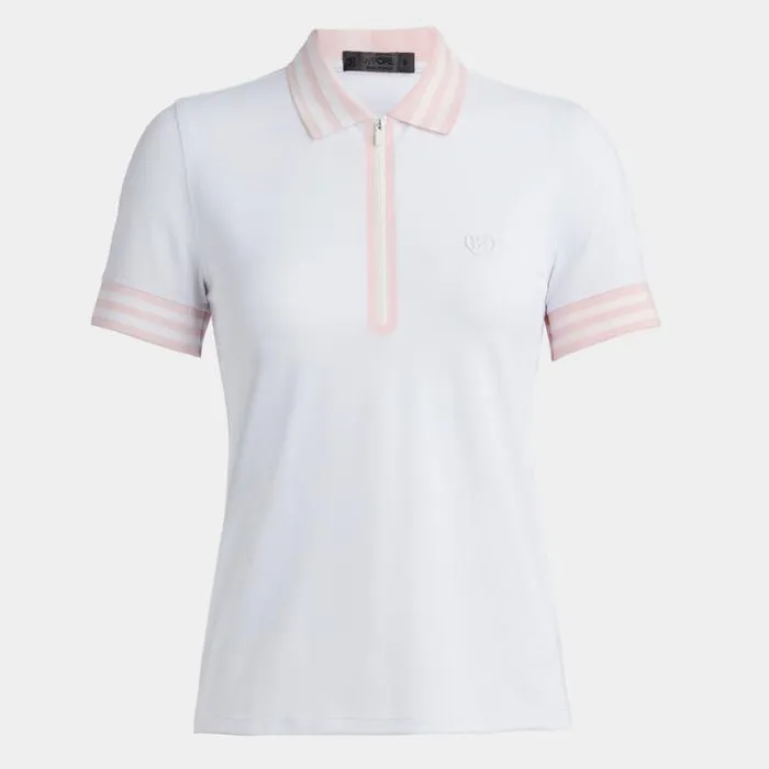 Polos Women GFORE EMBOSSED LOGO CONTRAST QUARTER ZIP TECH PIQU POLO Snow