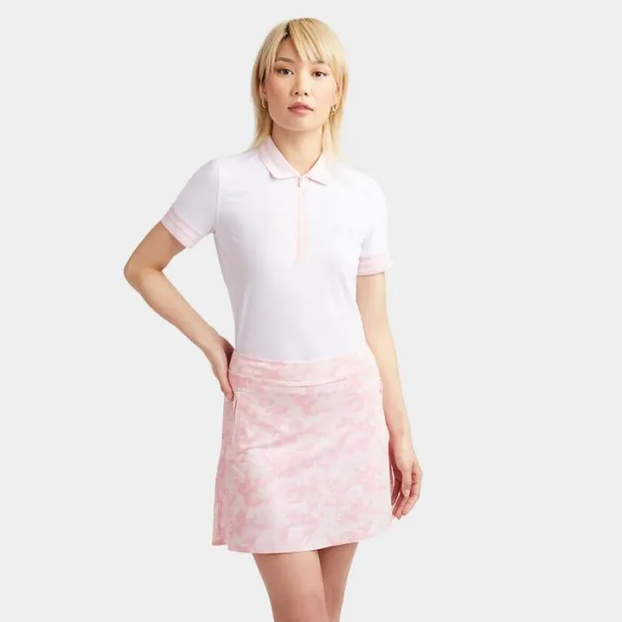 Polos Women GFORE EMBOSSED LOGO CONTRAST QUARTER ZIP TECH PIQU POLO Snow