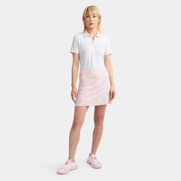 Polos Women GFORE EMBOSSED LOGO CONTRAST QUARTER ZIP TECH PIQU POLO Snow