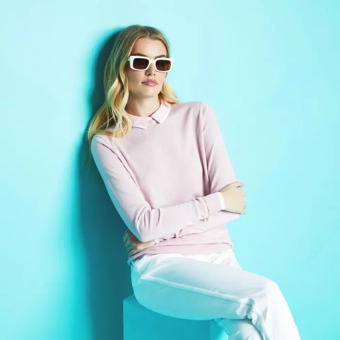 Polos Women GFORE LAYERED MERINO WOOL POLO SWEATER Trifle