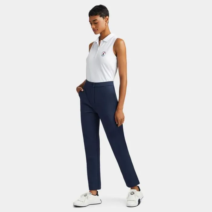 Polos Women GFORE Limited Edition 2024 US Open PLEATED COLLAR TECH PIQU SLEEVELESS POLO Snow