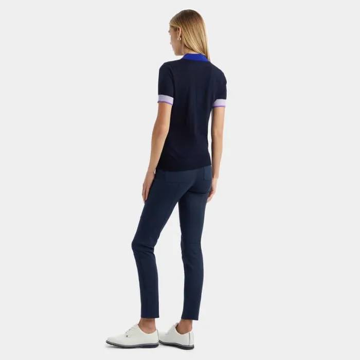 Polos Women GFORE MERINO WOOL LAYERED SHORT SLEEVE SWEATER POLO Twilight
