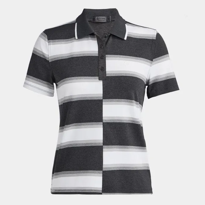 Polos Women GFORE OFFSET GRADIENT STRIPE TECH POLO Charcoal Heather Grey