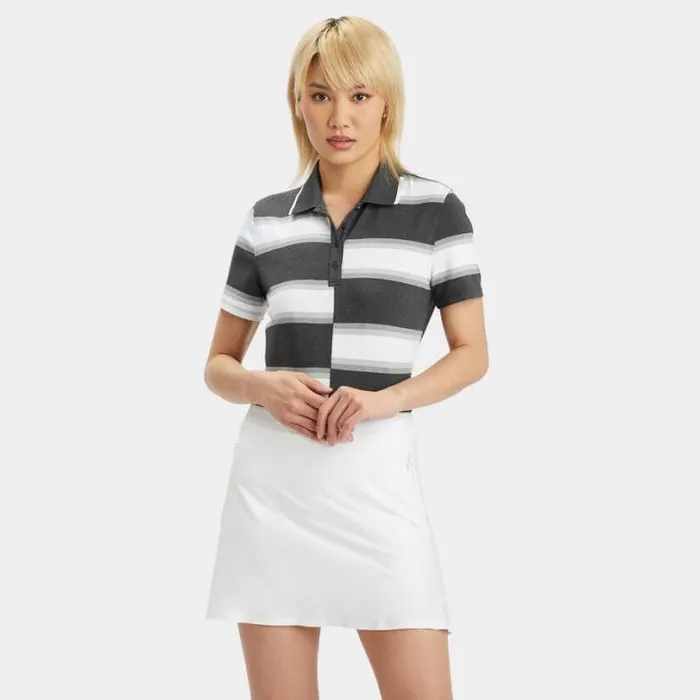 Polos Women GFORE OFFSET GRADIENT STRIPE TECH POLO Charcoal Heather Grey