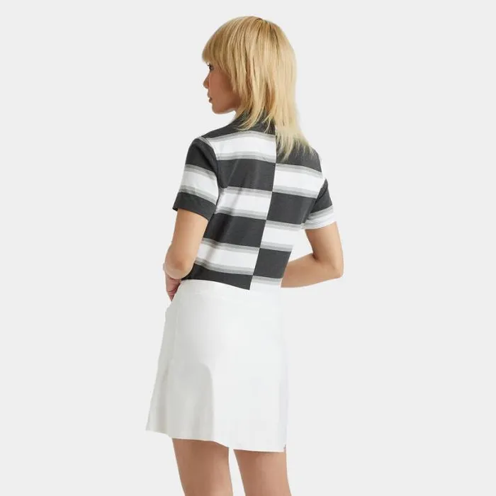 Polos Women GFORE OFFSET GRADIENT STRIPE TECH POLO Charcoal Heather Grey