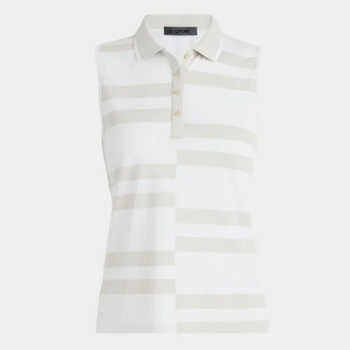 Polos Women GFORE OFFSET STRIPE TECH PIQU SLEEVELESS POLO Snow