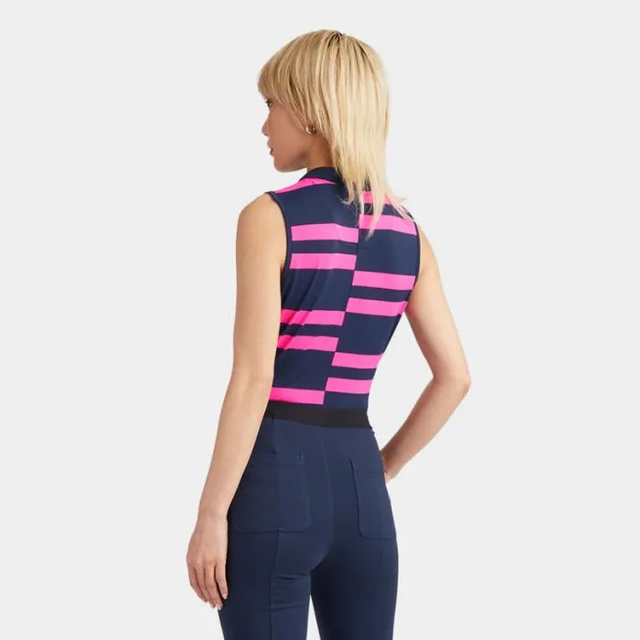 Polos Women GFORE OFFSET STRIPE TECH PIQU SLEEVELESS POLO Twilight