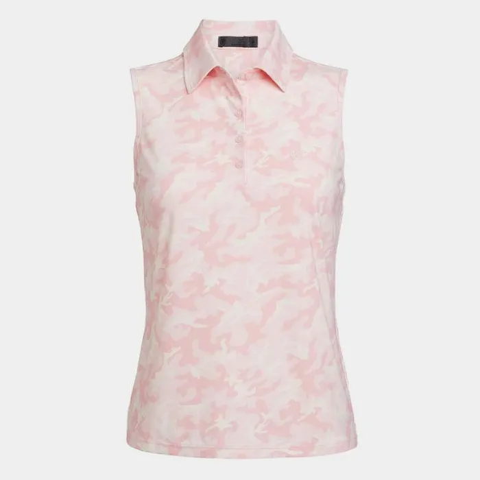 Polos Women GFORE PINK CAMO SILKY TECH NYLON SLEEVELESS POLO Cameo