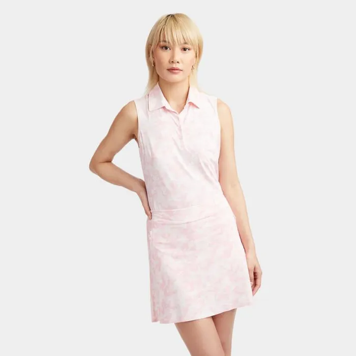 Polos Women GFORE PINK CAMO SILKY TECH NYLON SLEEVELESS POLO Cameo