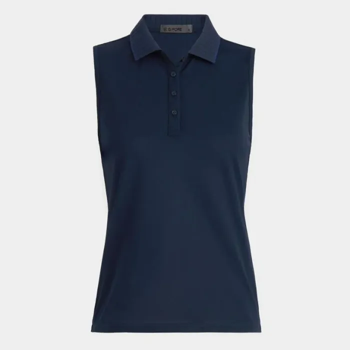 Polos Women GFORE PLEATED COLLAR TECH PIQU SLEEVELESS POLO Twilight