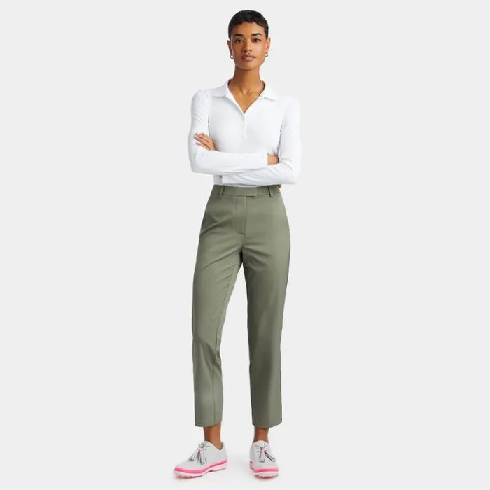 Polos Women GFORE RIBBED TECH NYLON LONG SLEEVE POLO Snow