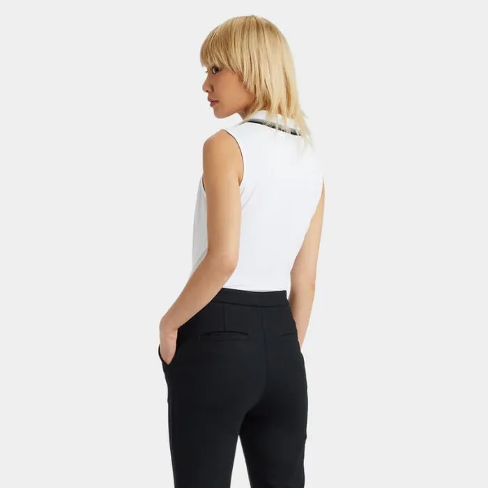 Polos Women GFORE TUX RIB PLEATED COLLAR SILKY TECH NYLON SLEEVELESS POLO Snow