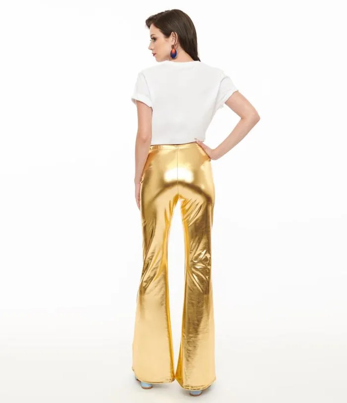 Pretty Attitude Clothing 1970s Gold Palazzo Flare Pants Clothing Unique Vintage Pants