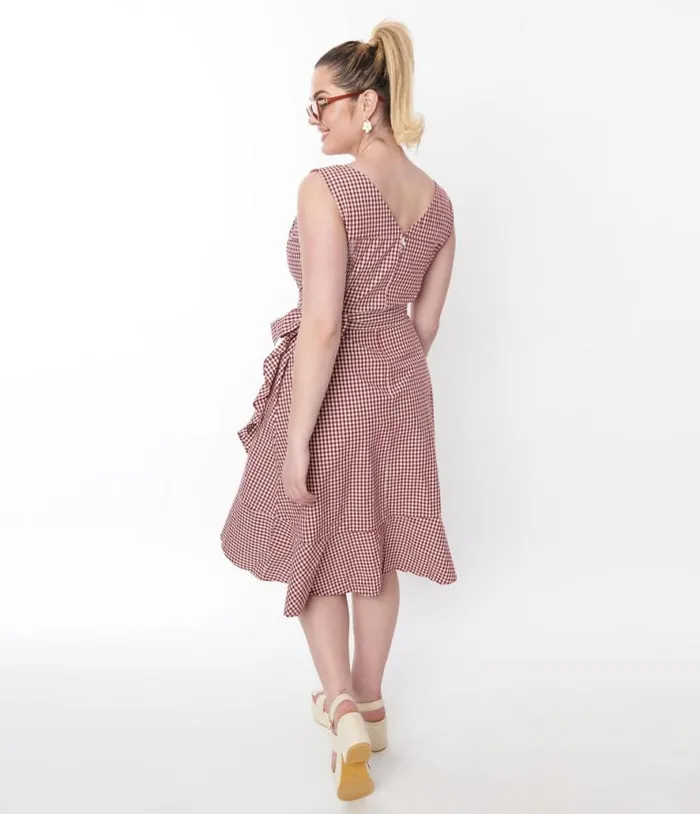Red and White Gingham Wrap Dress Dresses Unique Vintage Wrap Dresses