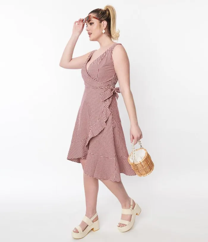 Red and White Gingham Wrap Dress Dresses Unique Vintage Wrap Dresses